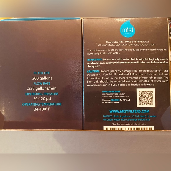 2 GE Refrigerator MWF Water Filter Replacements - Picture 3 of 4